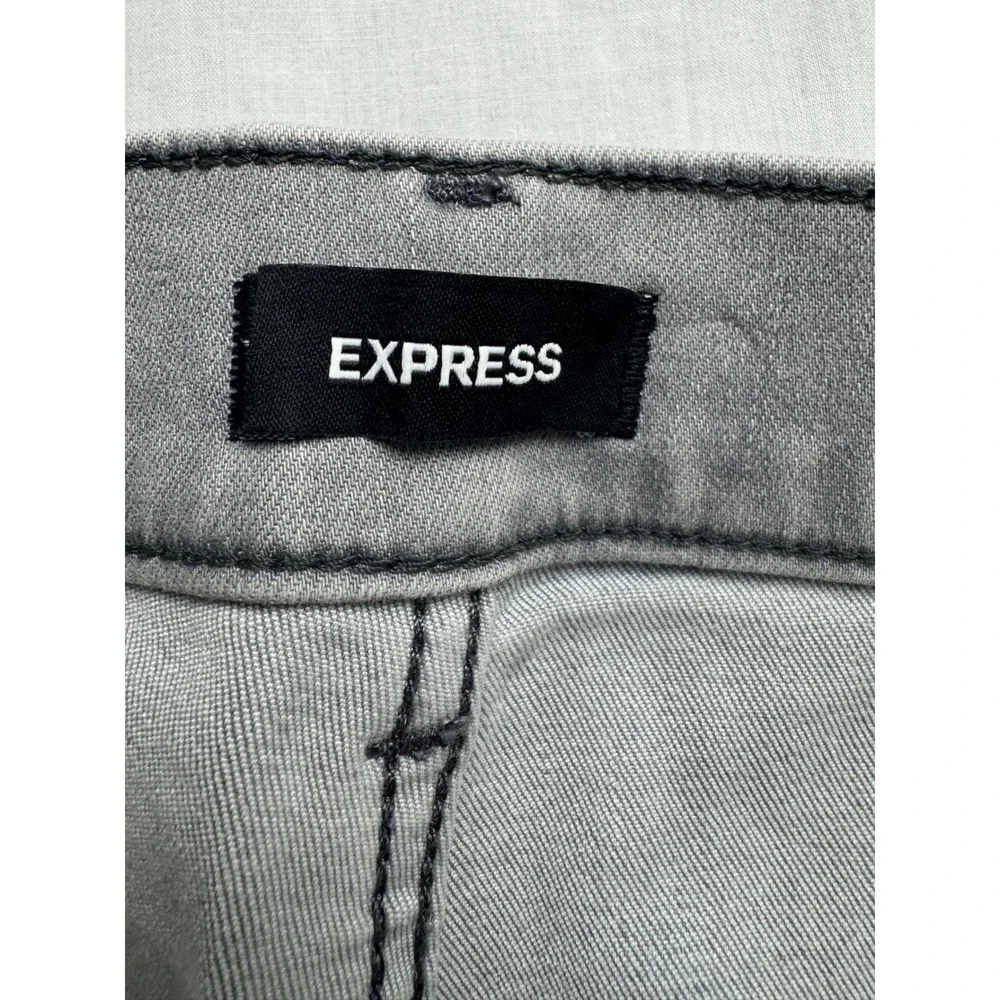 Express Womens High Rise Skinny Distressed Gray Jeans Size 12R NEW - Picture 6 of 16